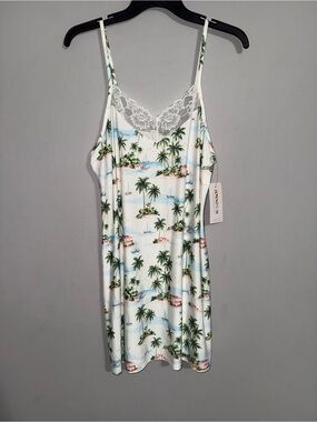 Joyspun Women’s Tropical Palm Knit Chemise Small